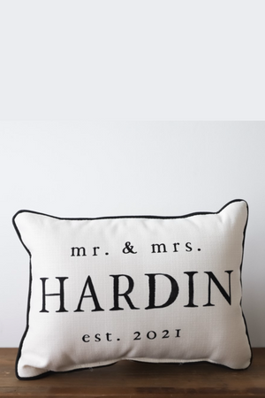 Serif Mr. And Mrs. EST. Pillow