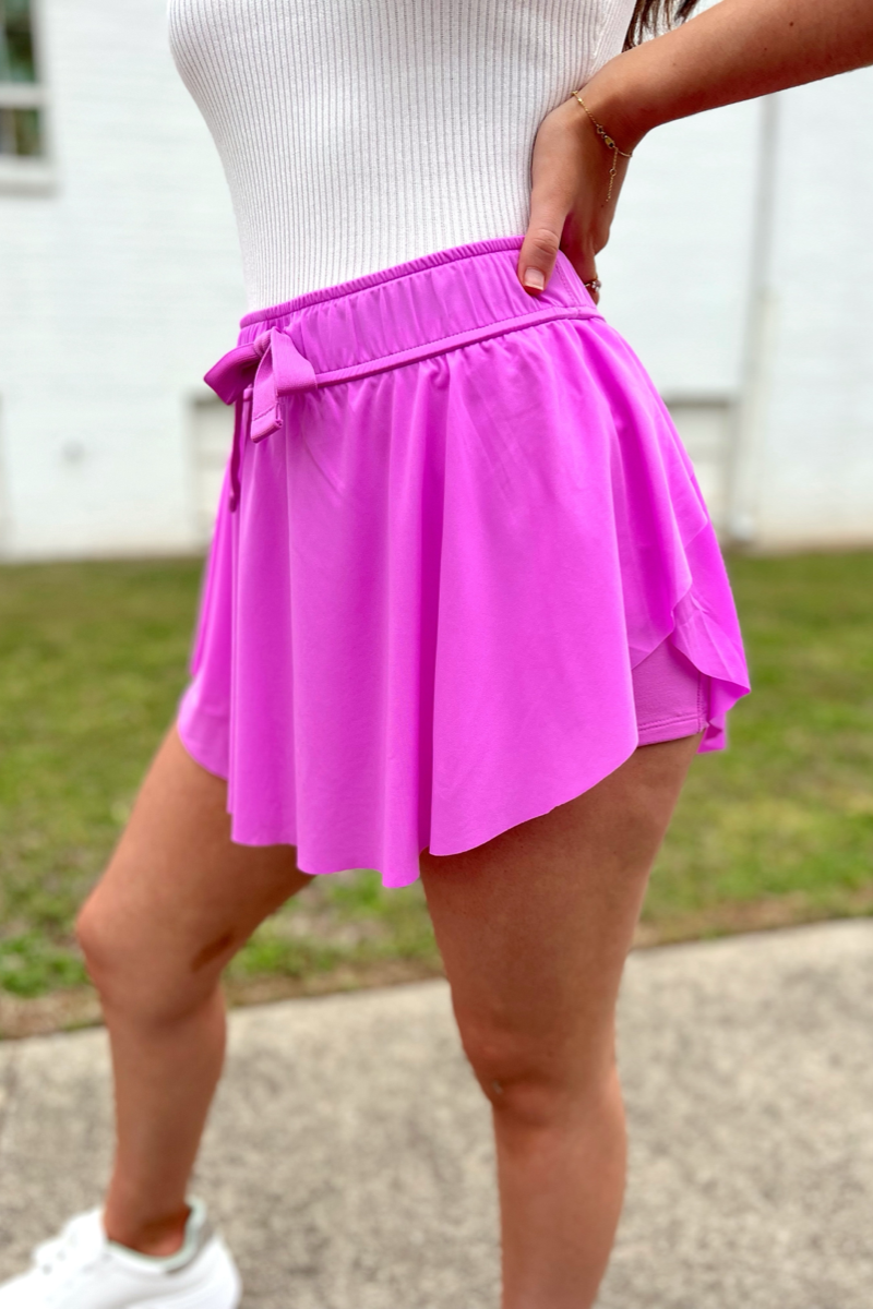 Roxie Ruffle Tennis Shorts - Bright Mauve