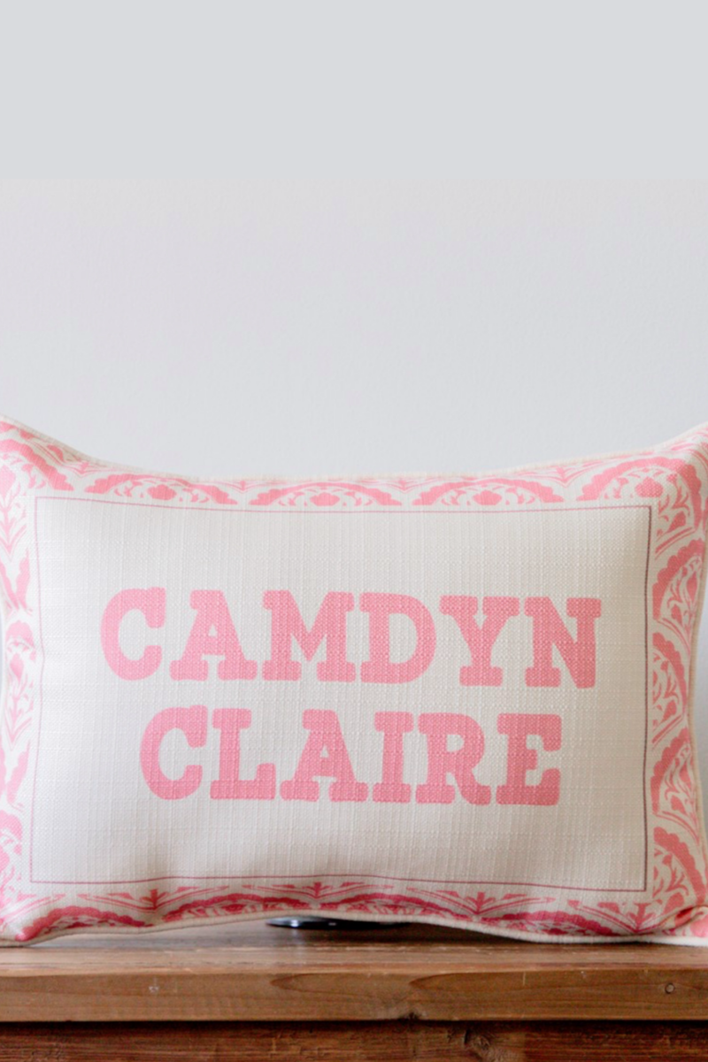 Pink Scalloped Name Pillow