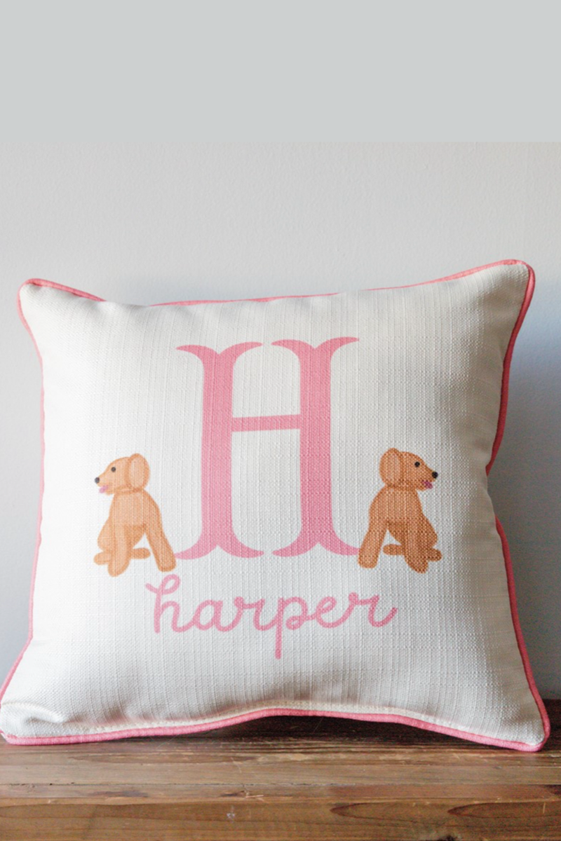 Yellow Lab Girl Initial Pillow