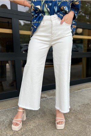 Risen Cream High Rise Crop Wide Pants