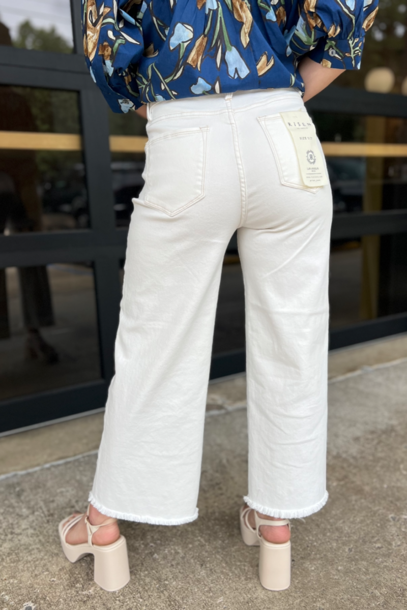 Risen Cream High Rise Crop Wide Pants