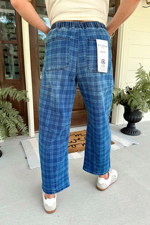 Risen Plaid Slouchy Barrel Jean