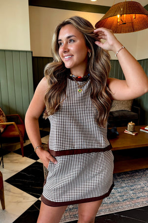 Polly Skort Set - Brown Gingham