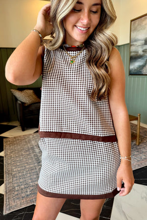 Polly Skort Set - Brown Gingham