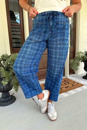 Risen Plaid Slouchy Barrel Jean