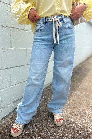 Risen Light Slouchy Baggy Jeans with Drawstring