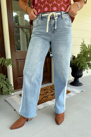 Risen Light Slouchy Baggy Jeans with Drawstring