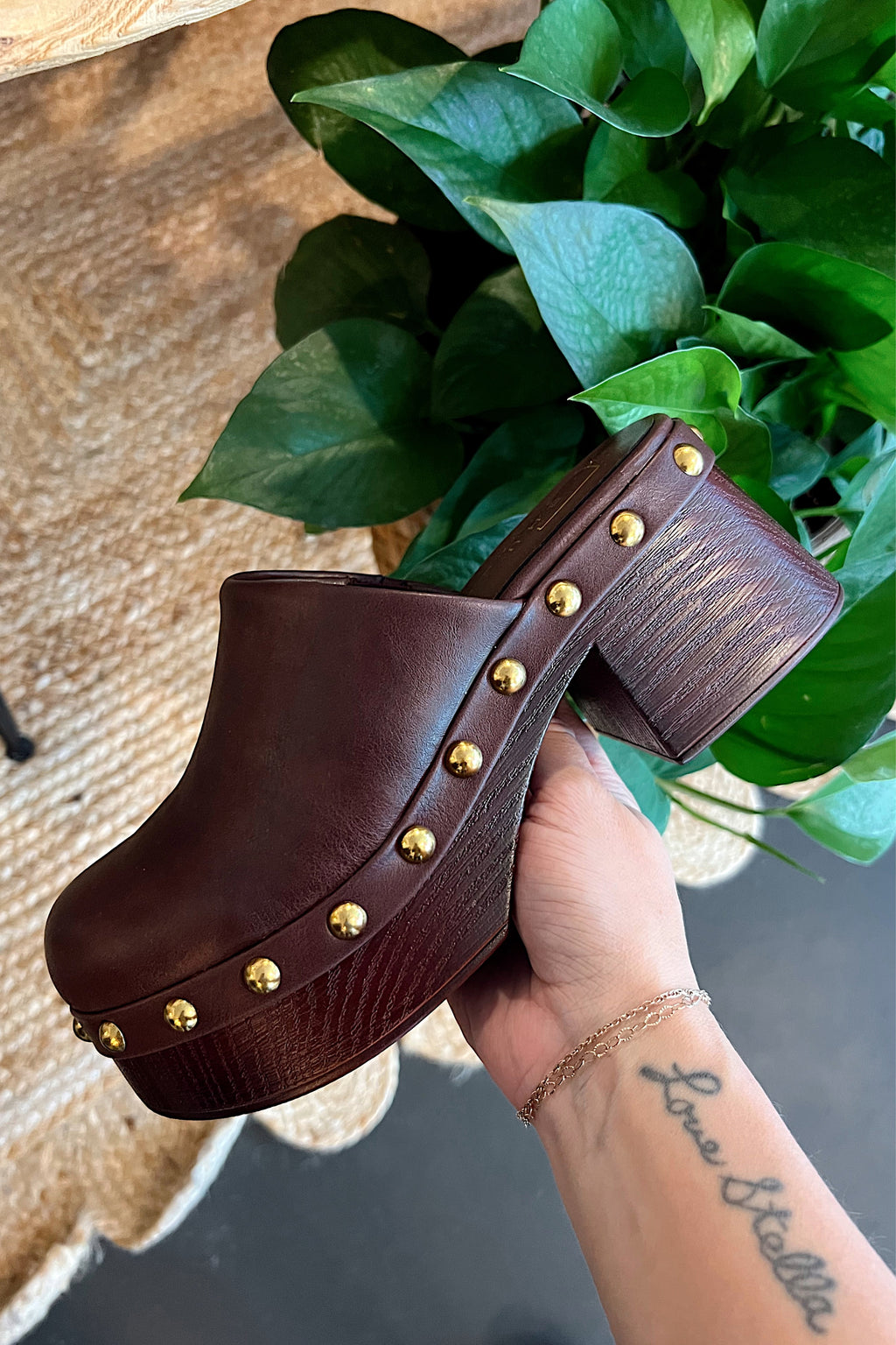Lily Chocolate Studded Platform