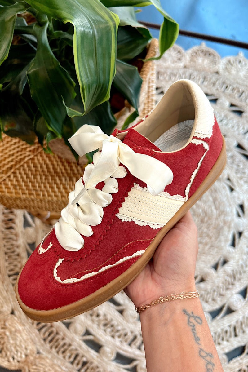 Dixie Wine Lace Detail Sneaker