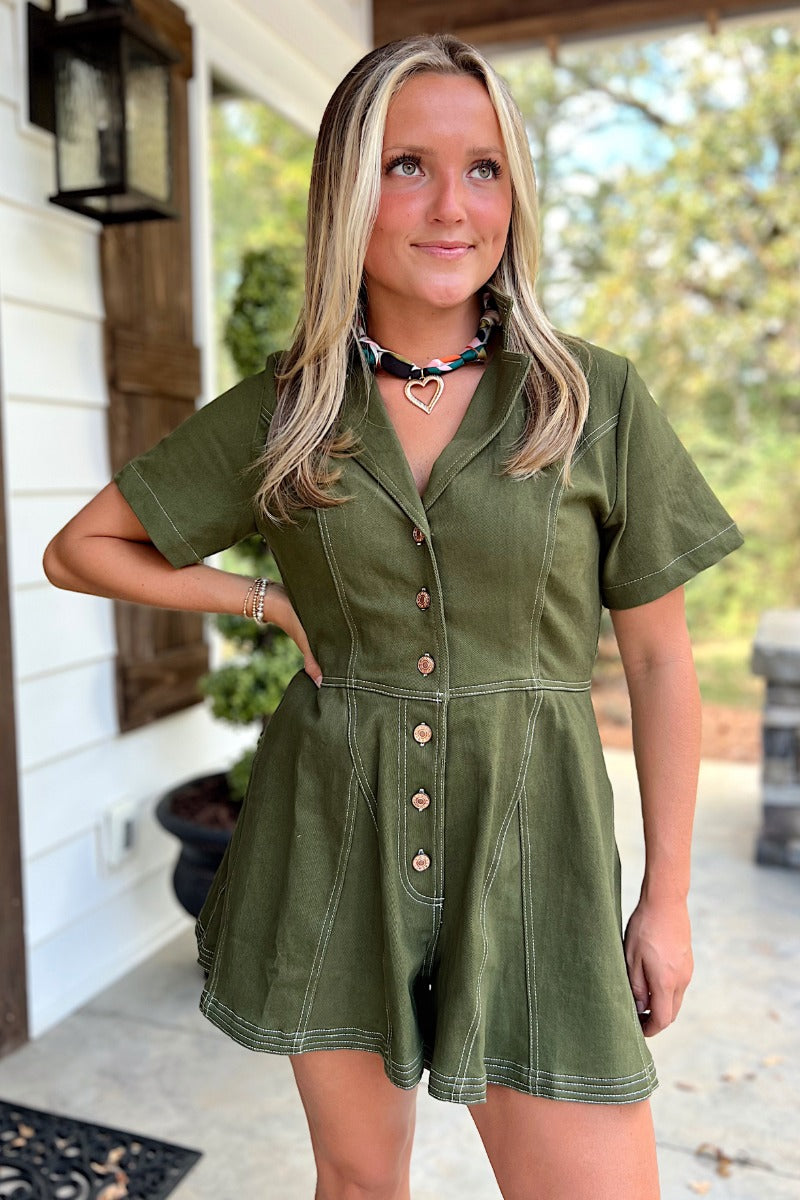 Ayla Romper - Olive
