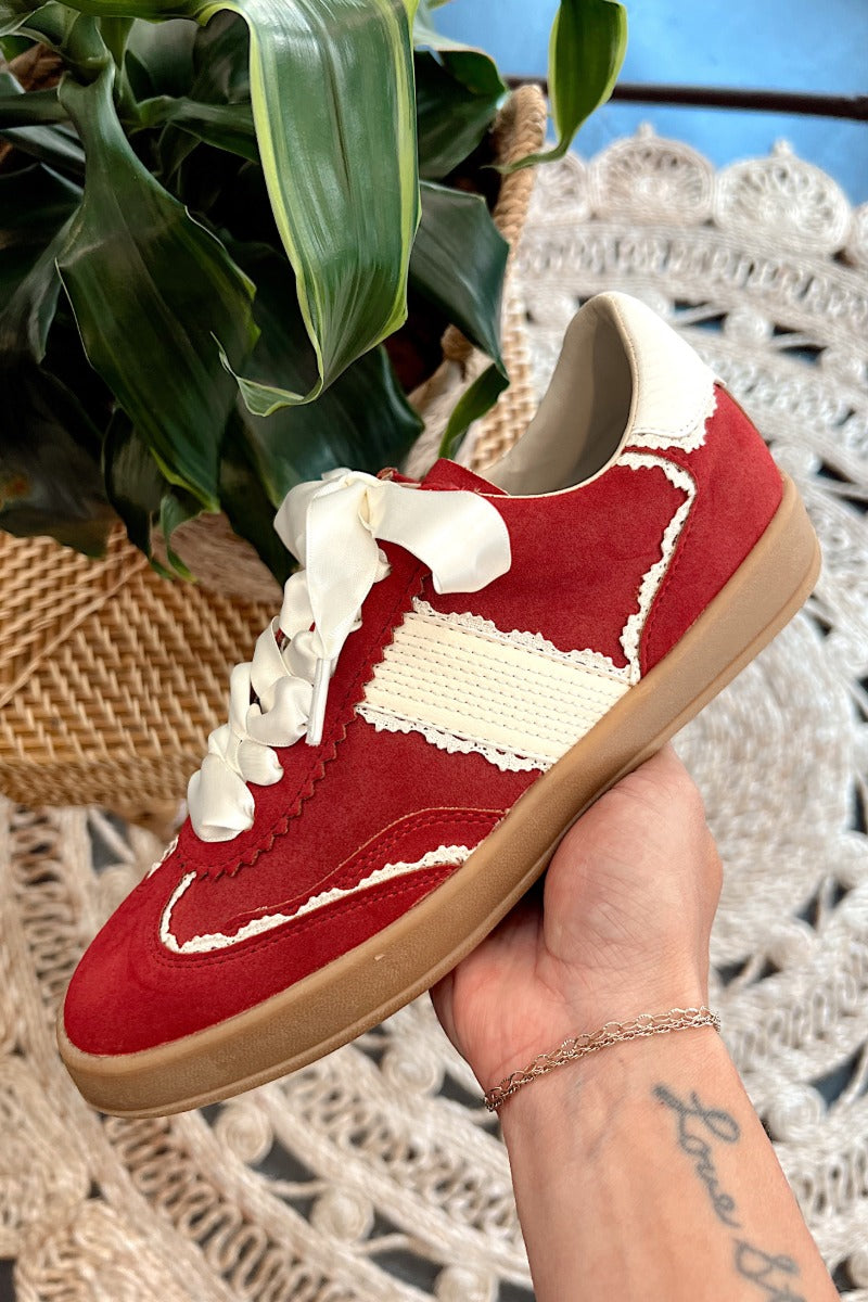 Dixie Wine Lace Detail Sneaker