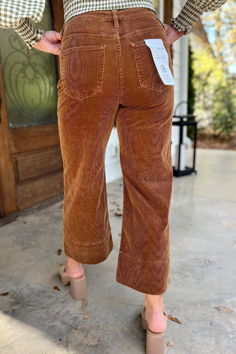 Risen Teddy Bear High Rise Crop Wide Corduroy Jeans