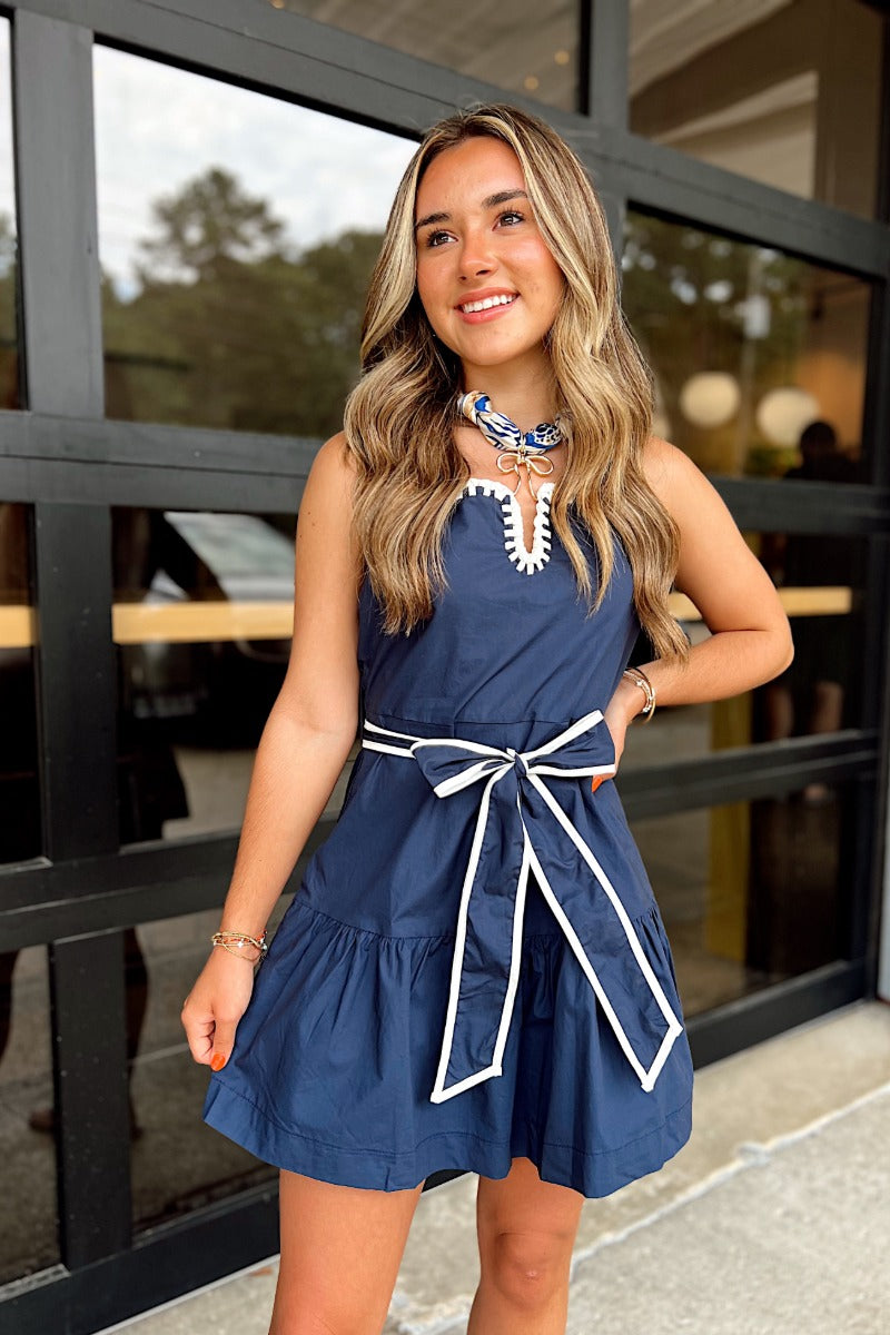 Poppy Dress - Navy