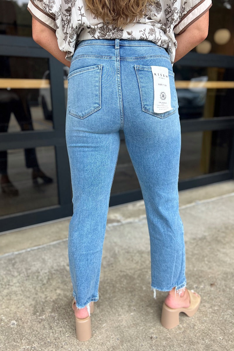Risen Medium TC-EB High Rise Crop Straight Jeans