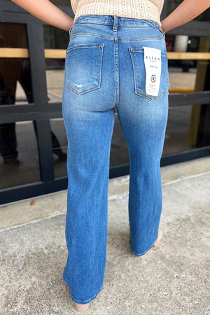 Risen Medium High Rise Wide Leg Jeans