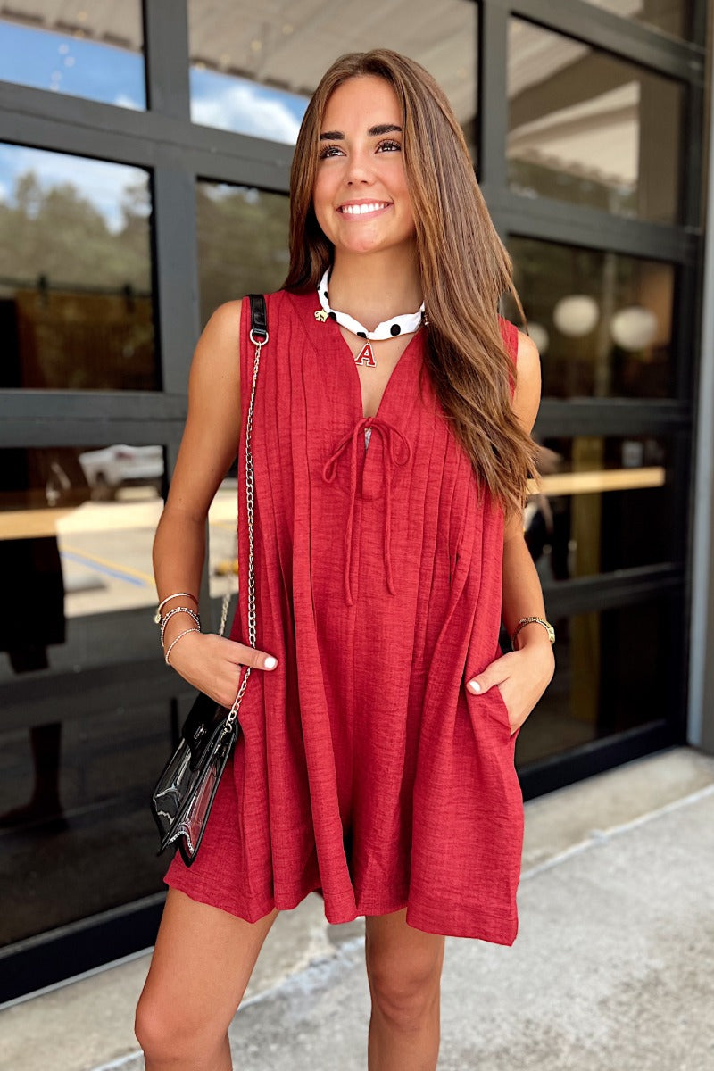Rally Romper - Crimson