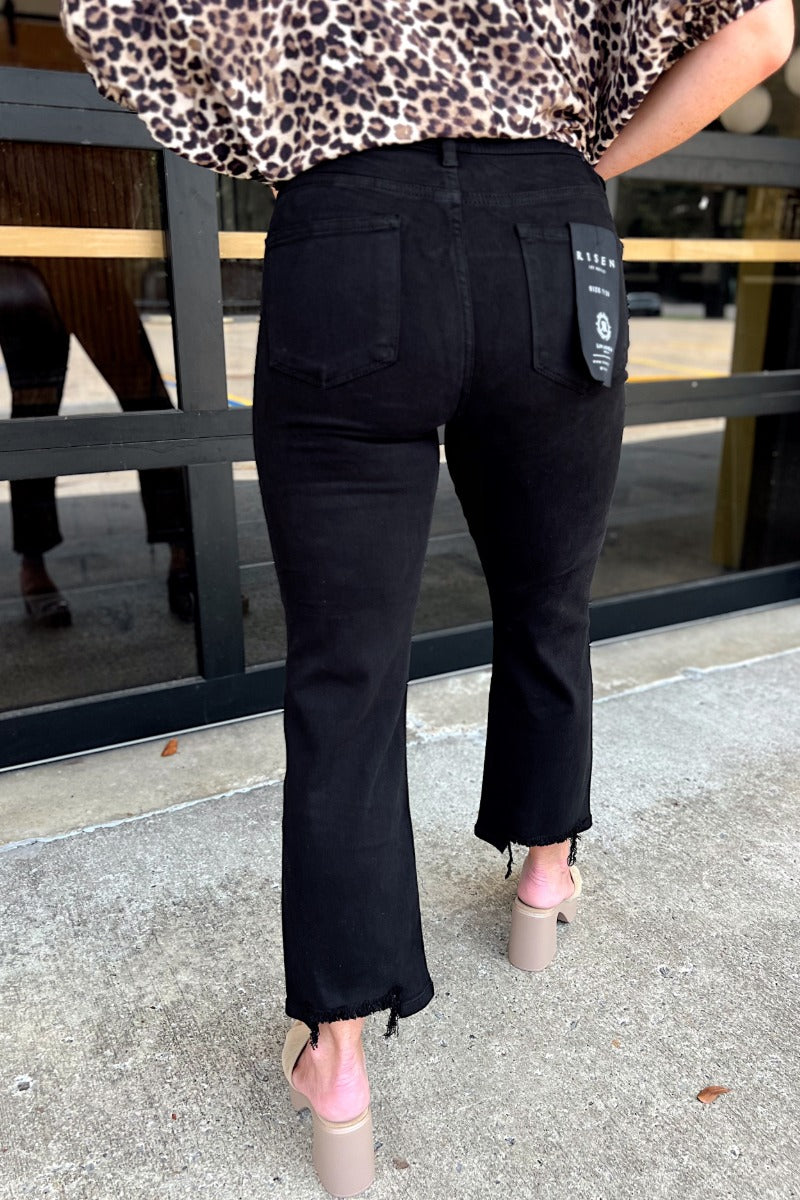 Risen Black TC-EB High Rise Crop Straight Jeans